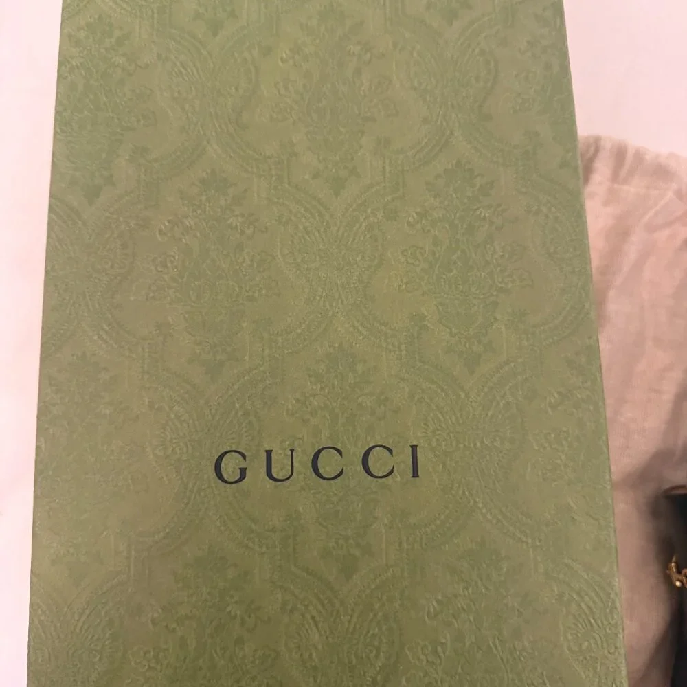 Gucci Jakarta Women Black Leather Loafer Shoes Gold GG Size 38- ORIGINAL PACKAGE - Picture 9 of 9